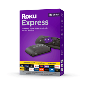 Roku Express, Dispositivo de Streaming para TV HD/Full HD com Cabo HDMI incluso, Controle Remoto com Botões de Atalho e Wi-Fi de banda dupla GO - 288002