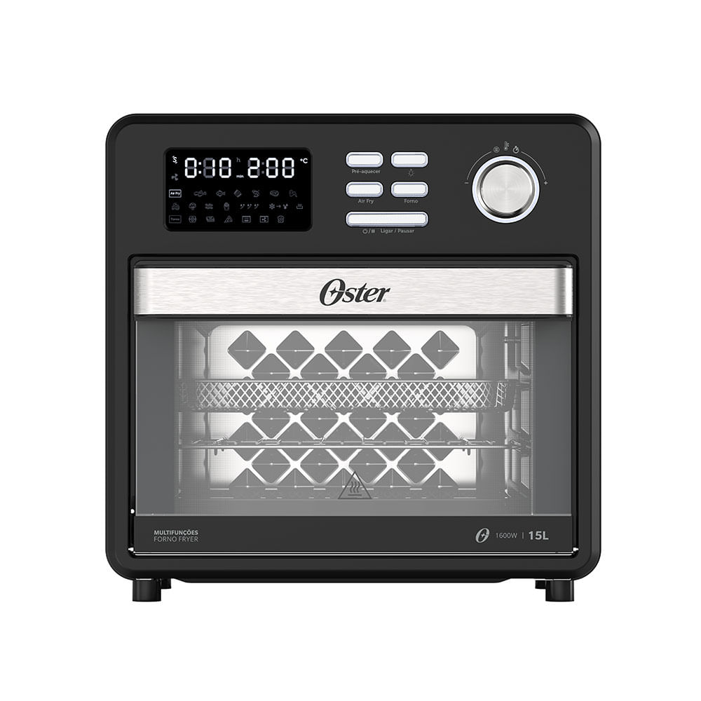 Forno Fryer Oster 15L, OFOR160, Função Turbo Convecção, Preto