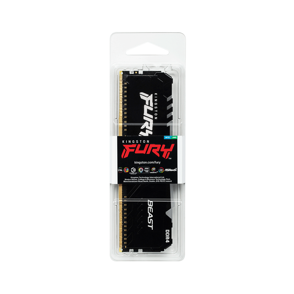 Kingston FURY BEAST DDR4 16GB(8GB×2) Memória Kingston Fury Beast, RGB, 3200MHz, DDR4, CL16 | 8GB