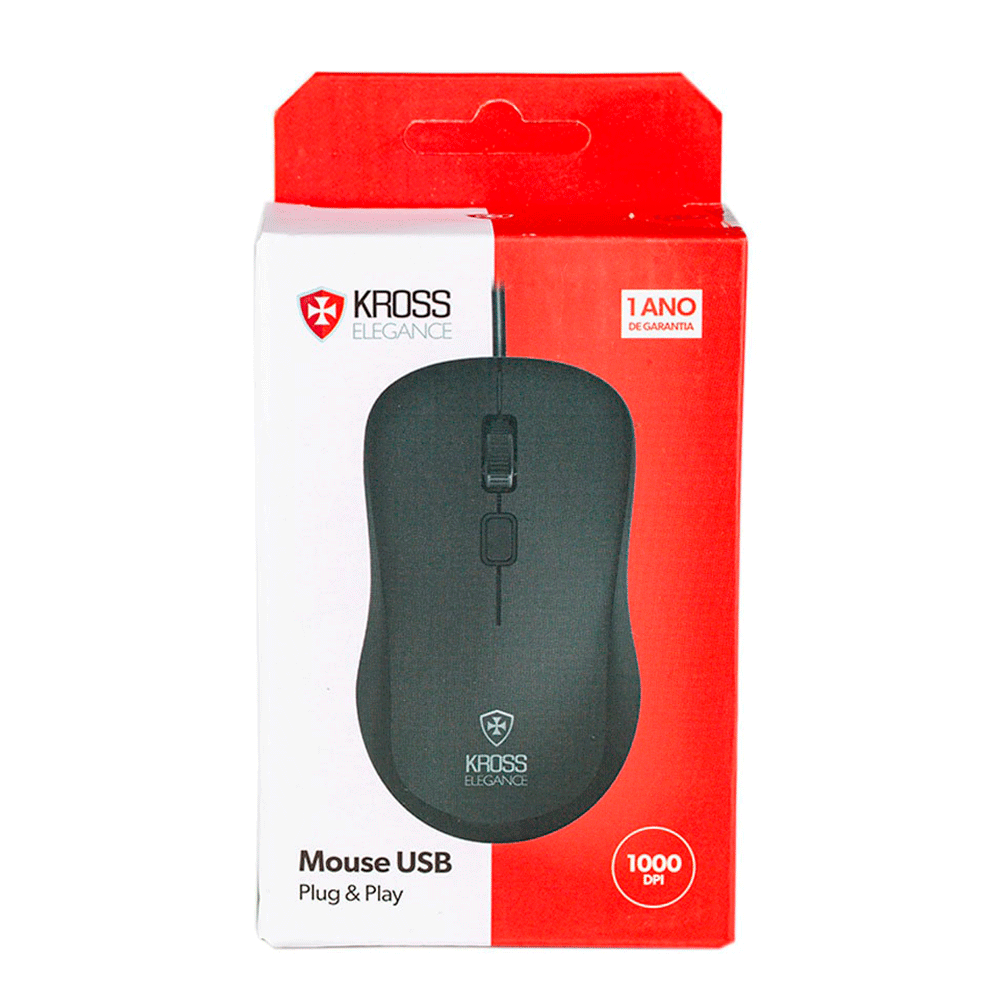 kaikatsu Mouse Com Fio Kross Elegance, USB, 1.000Dpi - KE-M095 Preto