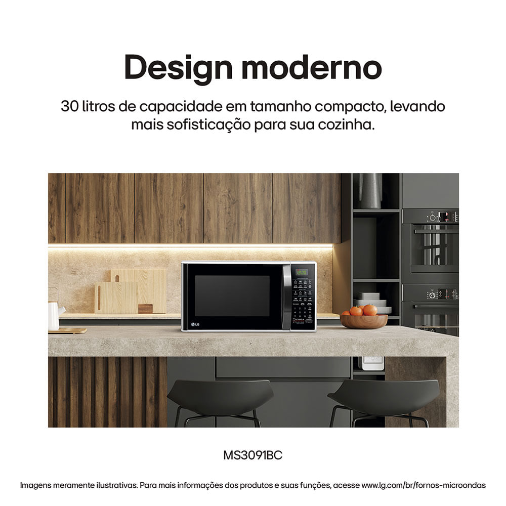 Forno de Micro-ondas LG MS3091BCA Solo com Função Eco On, 30