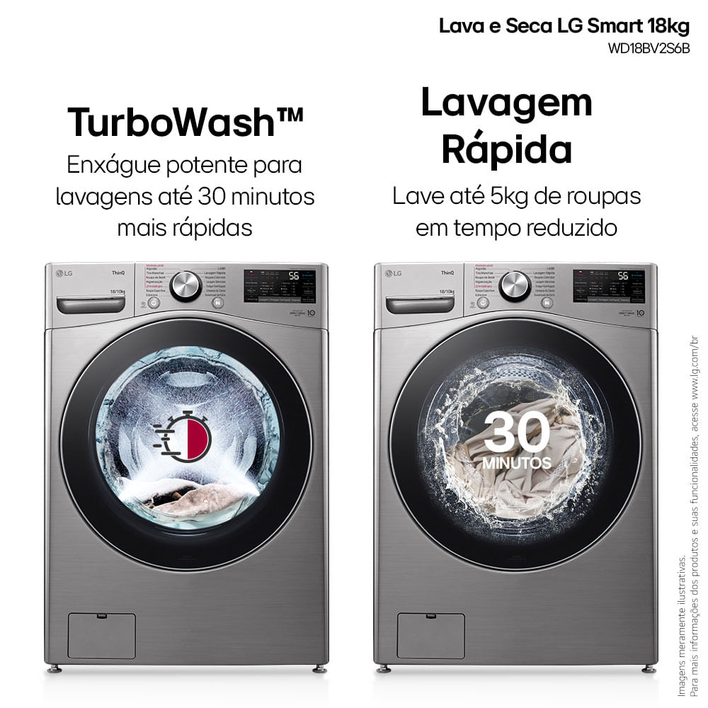 Lava e Seca LG 18kg, Wi-Fi, Motor Inverter Direct Drive