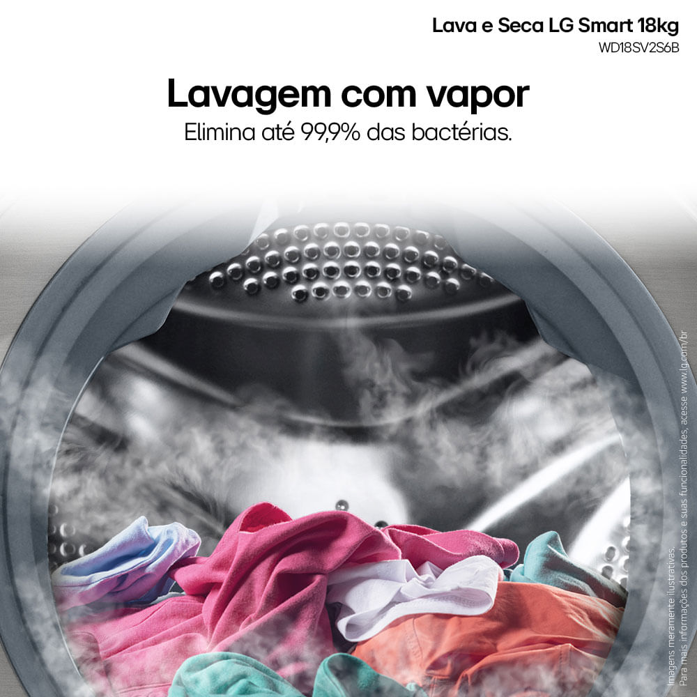 Lava e Seca LG 18kg, Wi-Fi, Motor Inverter Direct Drive