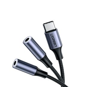 Cabo Áudio Ugreen USB-C para 2XP2 Fêmea - AV144 | Prata/Preto GO - 582827 Cabo Áudio Ugreen USB-C para 2XP2 Fêmea - AV144 | Prata/Preto GO - 582827