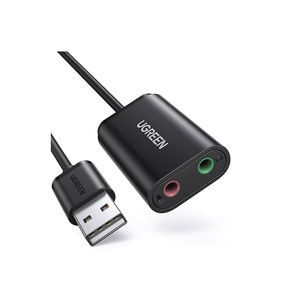 Adaptador de Áudio Ugreen USB 2.0 para P2 - US205 | Preto GO - 582826