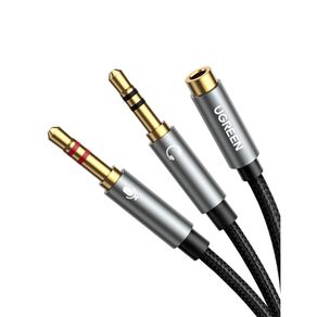 Cabo de Áudio Ugreen 2XP2 Macho para P2 Fêmea, 20cm - AV140 GO - 582823 Cabo de Áudio Ugreen 2XP2 Macho para P2 Fêmea, 20cm - AV140 GO - 582823