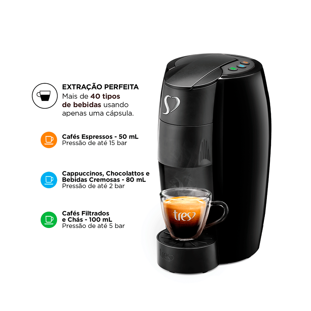 Cafeteira Espresso Três Corações LOV Multibebidas, Automática