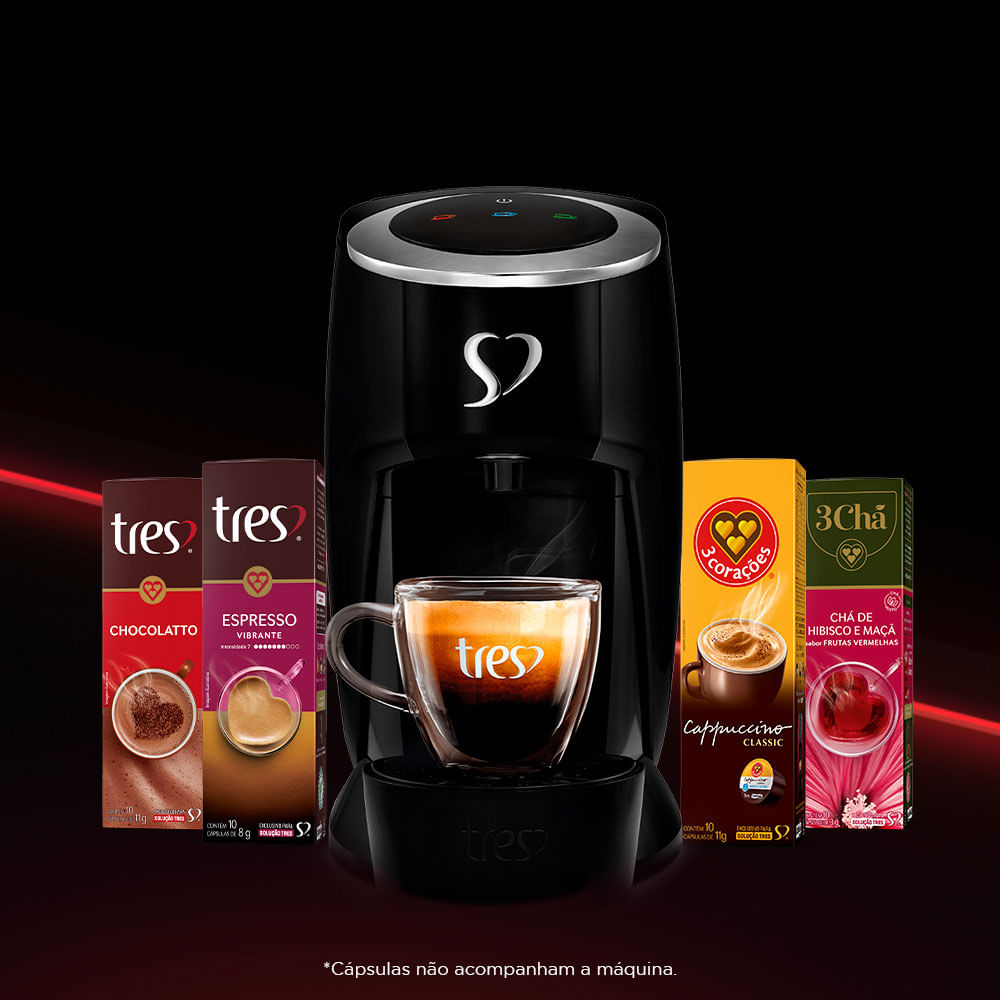 茶 teressa Cafeteira Espresso Três Corações LOV Multibebidas, Automática