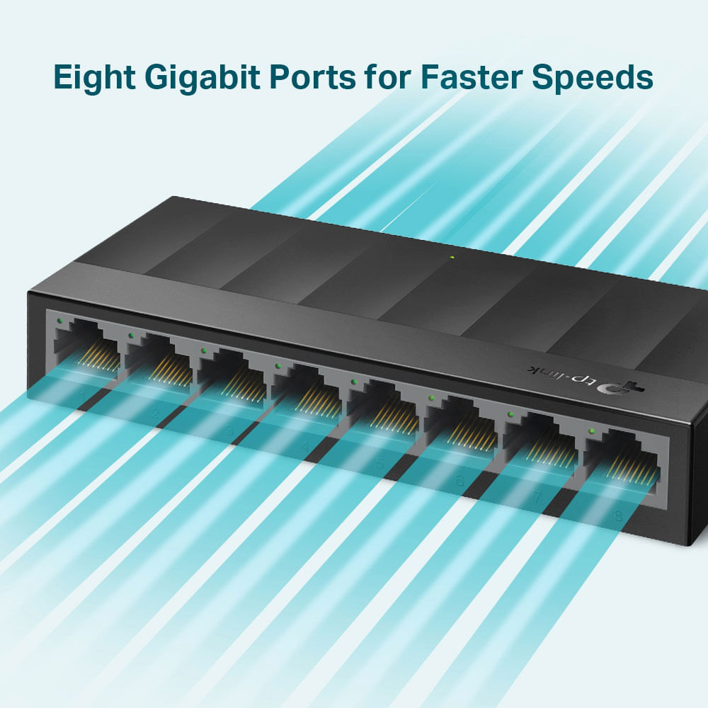 Switch de Mesa TP-Link Lite Wave Gigabit com 8 Portas Ethernet 10