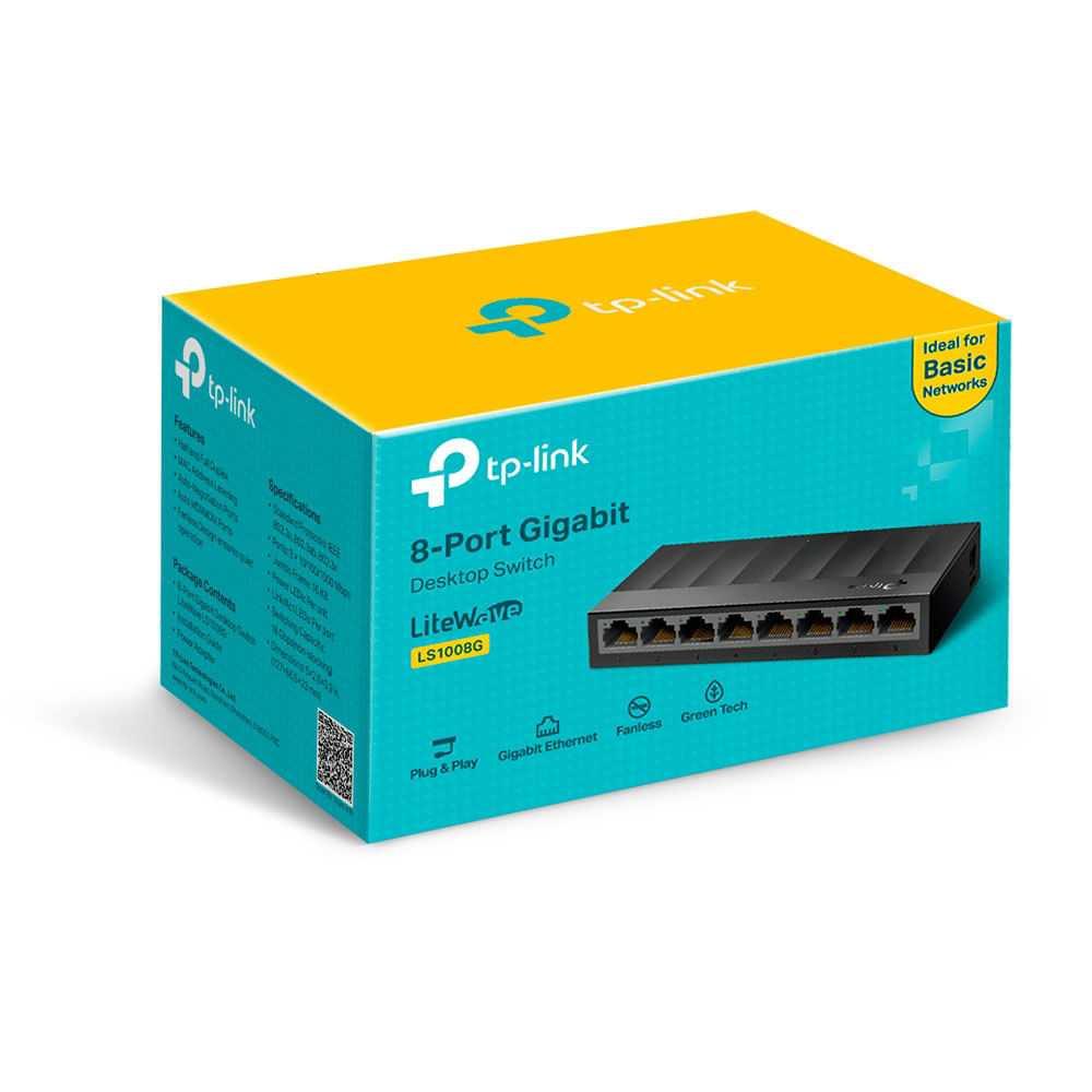 Switch de Mesa TP-Link Lite Wave Gigabit com 8 Portas Ethernet 10
