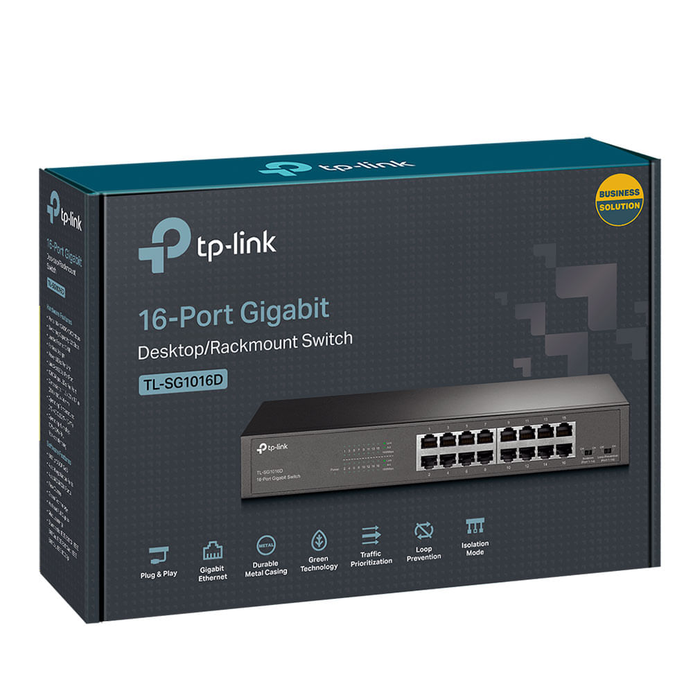 Switch TP-Link Gigabit de 16 portas 10/100/1000 Mbps Rack/Desk