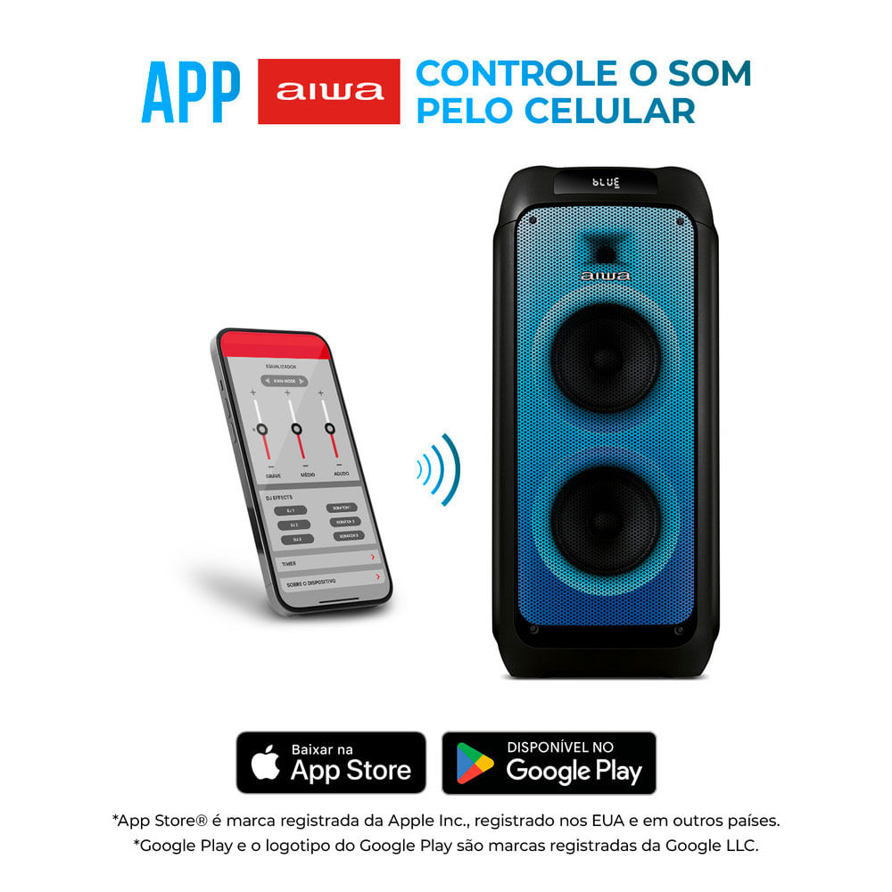 Caixa Amplificada AIWA Party Box PB05, 200W, Conexão USB