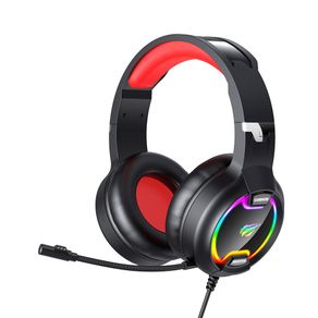 Headset Gamer HAVIT H2233D, RGB, Microfone Flexível | Preto/Vermelho DF - 285055