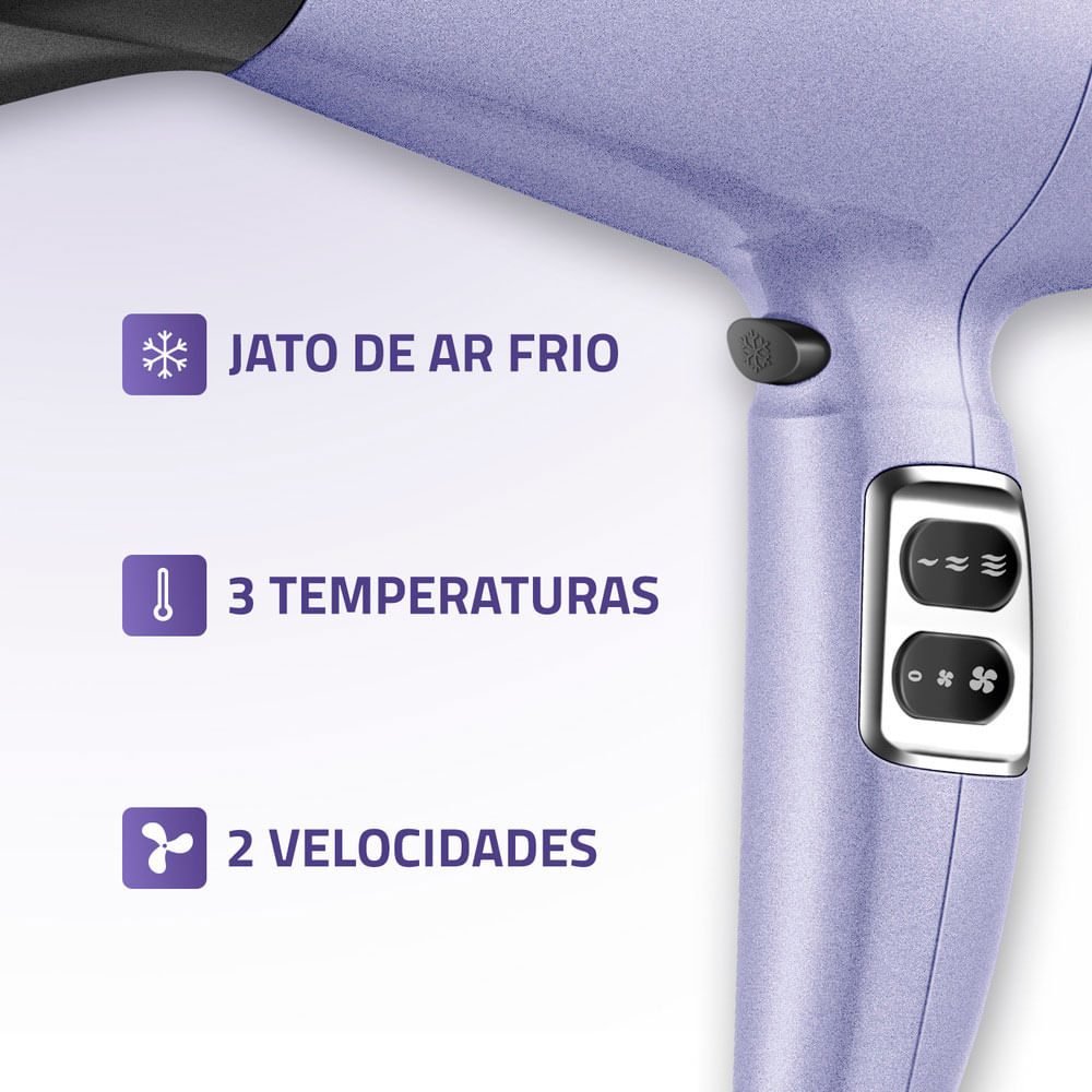 Secador de Cabelos Mondial Space Shine 2000W - SC-21, Lilás | 127V