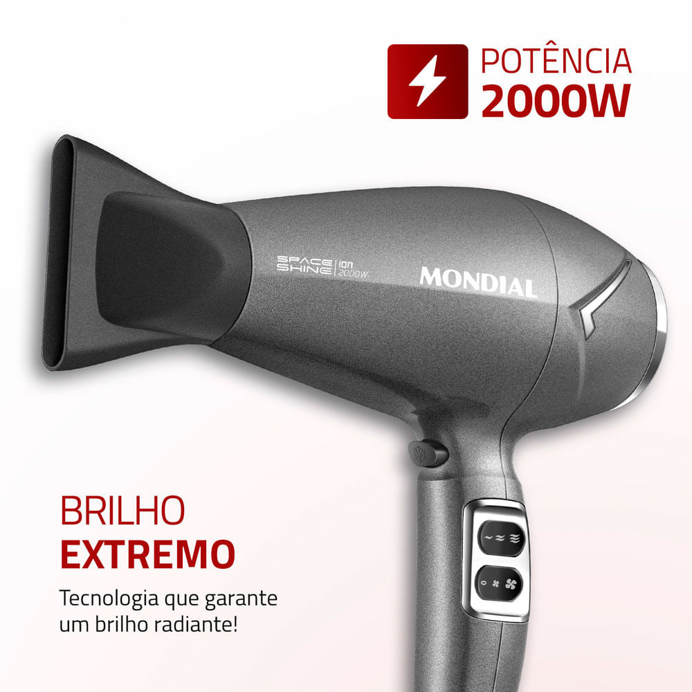 Secador de Cabelos Mondial Space Shine 2000W - SC-20, Grafite