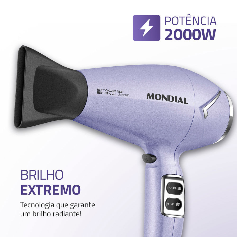 Secador de Cabelos Mondial Space Shine 2000W - SC-21, Lilás | 220V