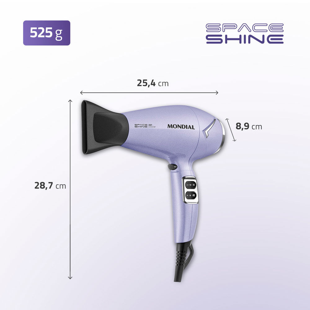 Secador de Cabelos Mondial Space Shine 2000W - SC-21, Lilás | 220V