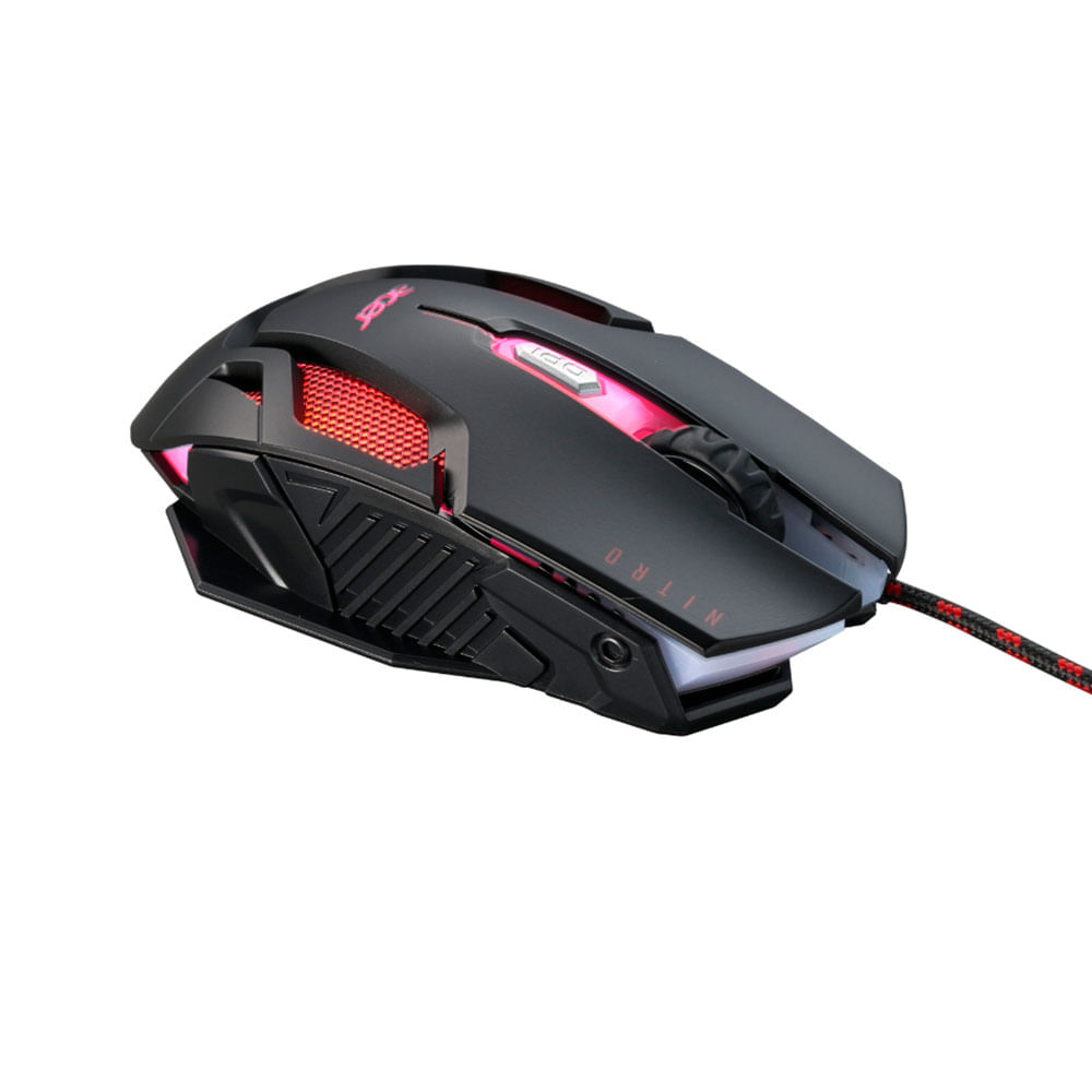 Mouse Gamer Acer Nitro NMW200, 6 Botões, 7200 DPI | Preto/Vermelho