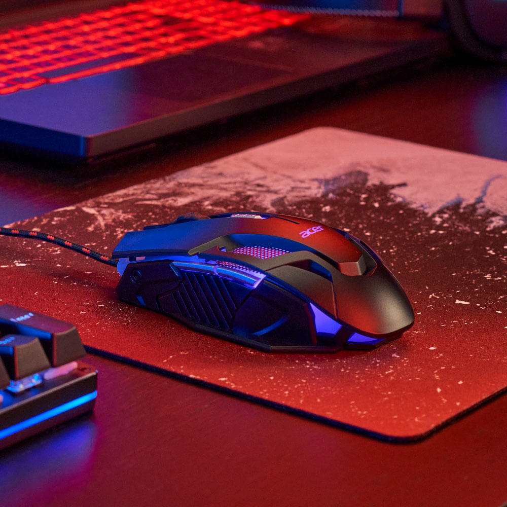 Mouse Gamer Acer Nitro NMW200, 6 Botões, 7200 DPI | Preto/Vermelho