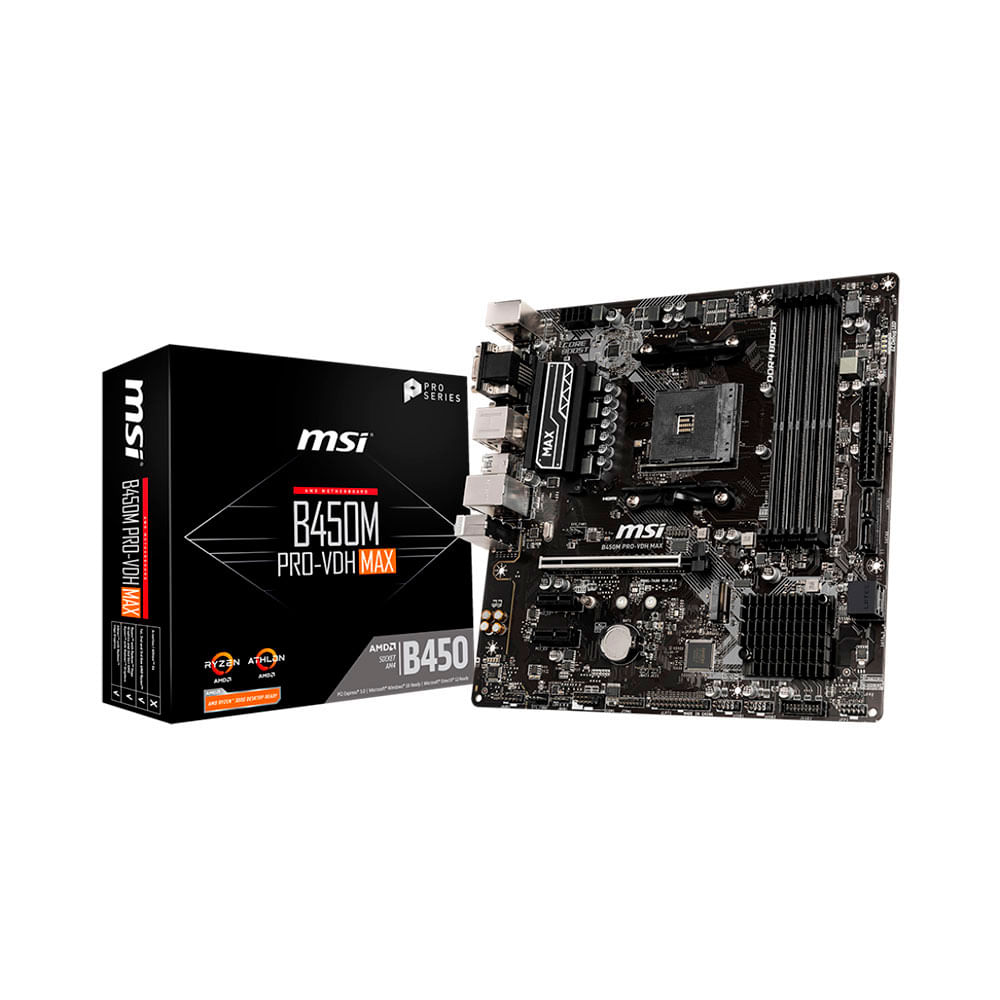 Placa Mãe MSI B450M Pro-Vdh Max, Chipset AMD B450, Soquete AM4