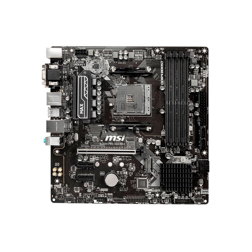 Placa Mãe MSI B450M Pro-Vdh Max, Chipset AMD B450, Soquete AM4
