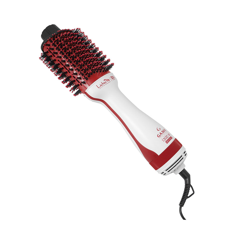 Escova Secadora Gama Lichia 1300W 3D, Branco/Vermelho | Bivolt