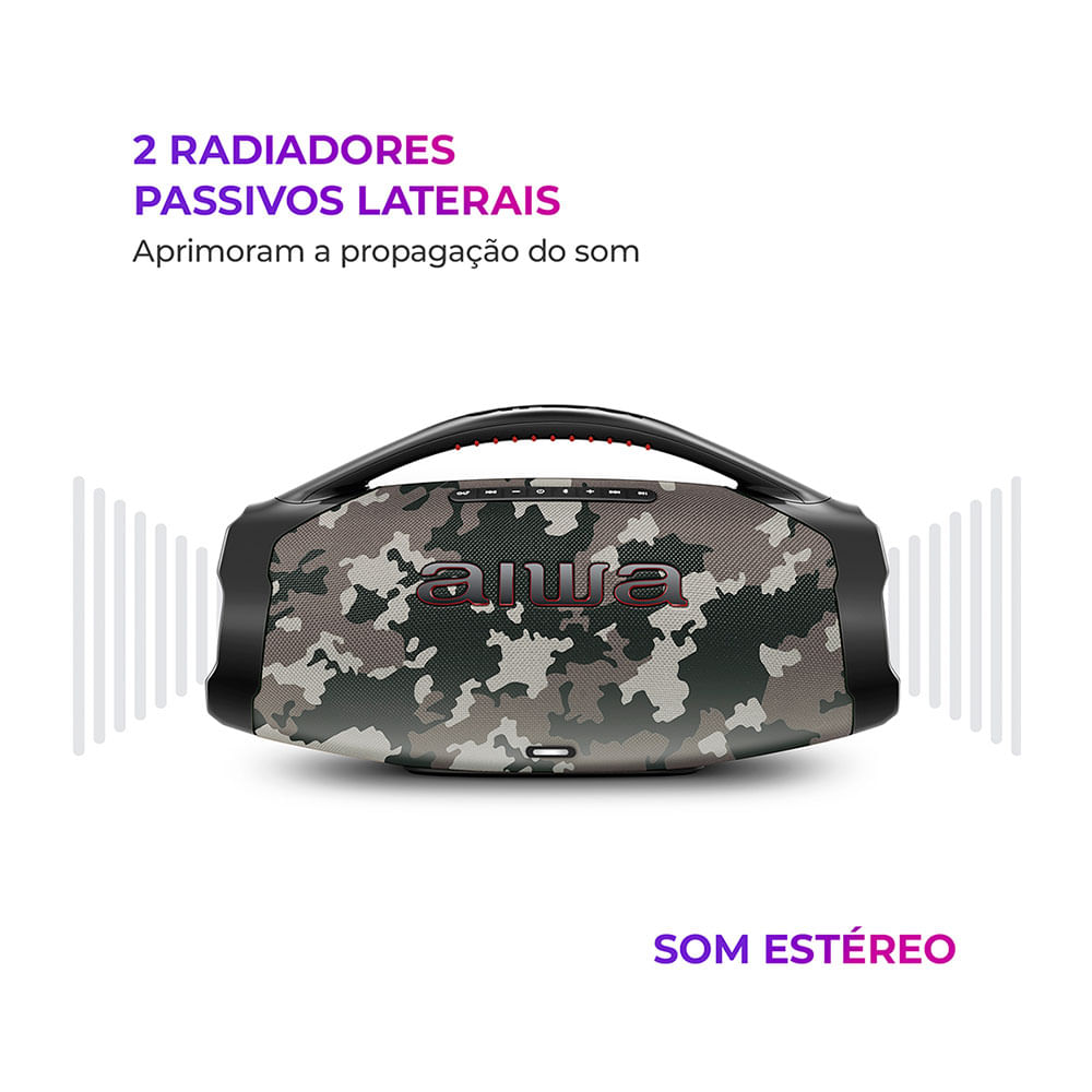 Caixa de Som Bluetooth AIWA Boombox Plus AWS-BBS-01-BG, 200W, BT