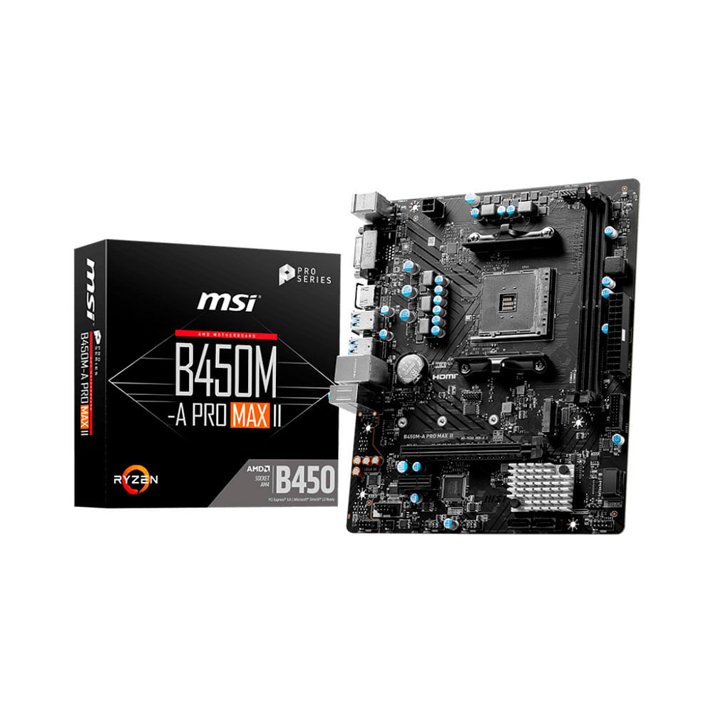 Placa Mãe MSI B450M-A Pro Max II, Chipset AMD B450, Soquete AM4