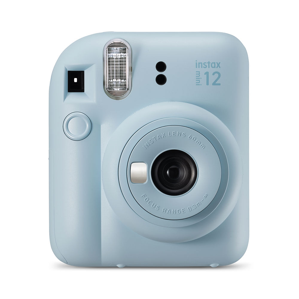 Kit Câmera Instax Mini 12 com pack 10 fotos Spray Art e Bolsa Azul