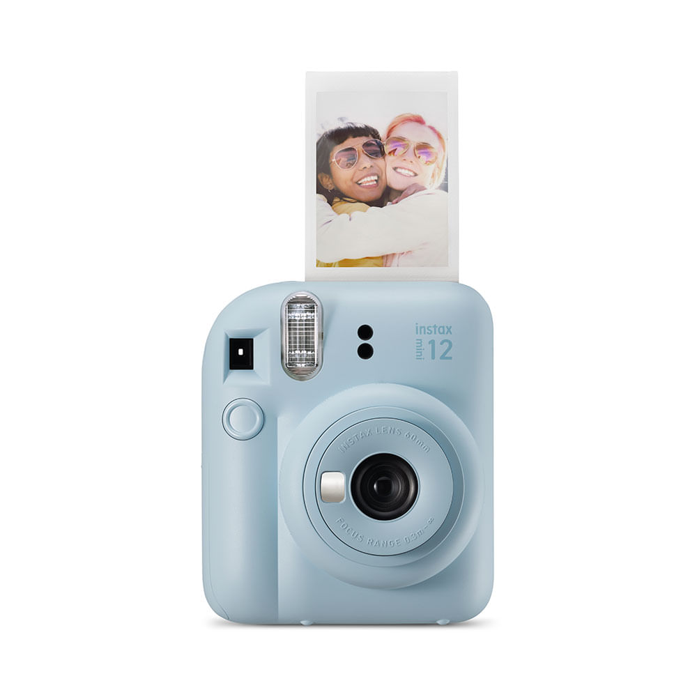 Kit Câmera Instax Mini 12 com pack 10 fotos Spray Art e Bolsa Azul