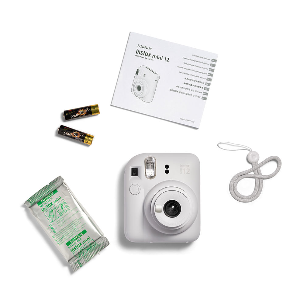 Kit Câmera Instax Mini 12 com pack 10 fotos Spray Art e Bolsa
