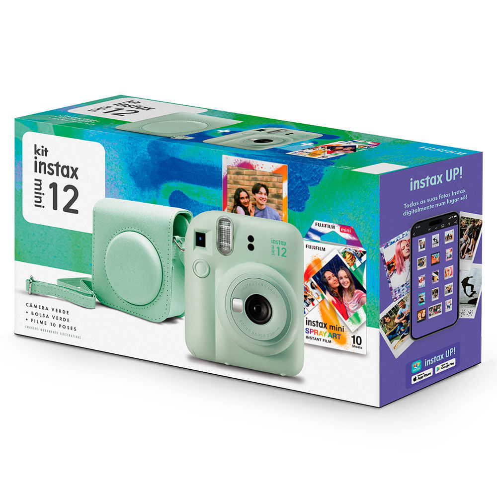 U's instax mini カメラセット Kit Câmera Instax Mini 12 com pack 10 fotos Spray Art e Bolsa