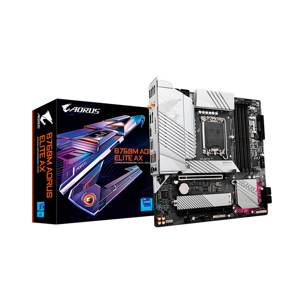 Placa Mãe Gigabyte B760M Aorus Elite AX, LGA 1700, DDR5, ATX