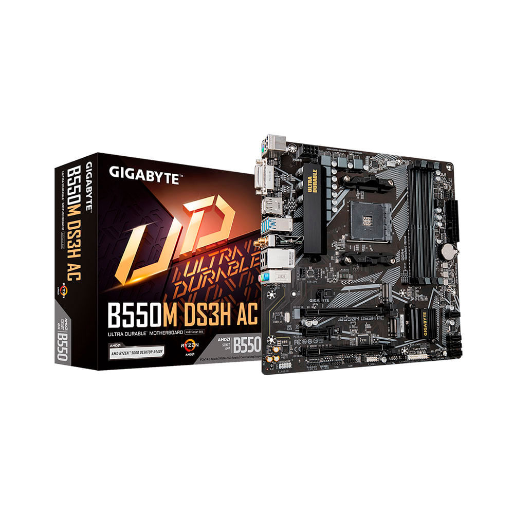 Placa Mãe Gigabyte B550M DS3H (Rev 1.7), AMD AM4, Micro ATX | DDR4