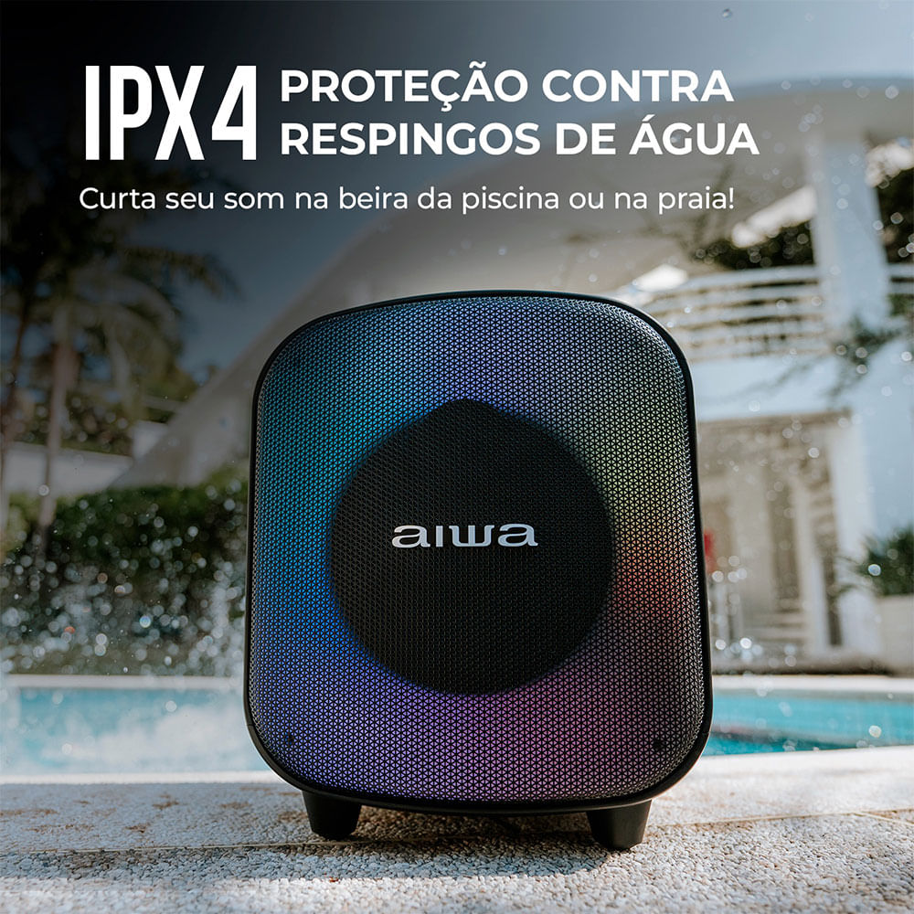 Caixa Amplificada AIWA Party Box PB07, 100W, IPX4, AWS-PB-07