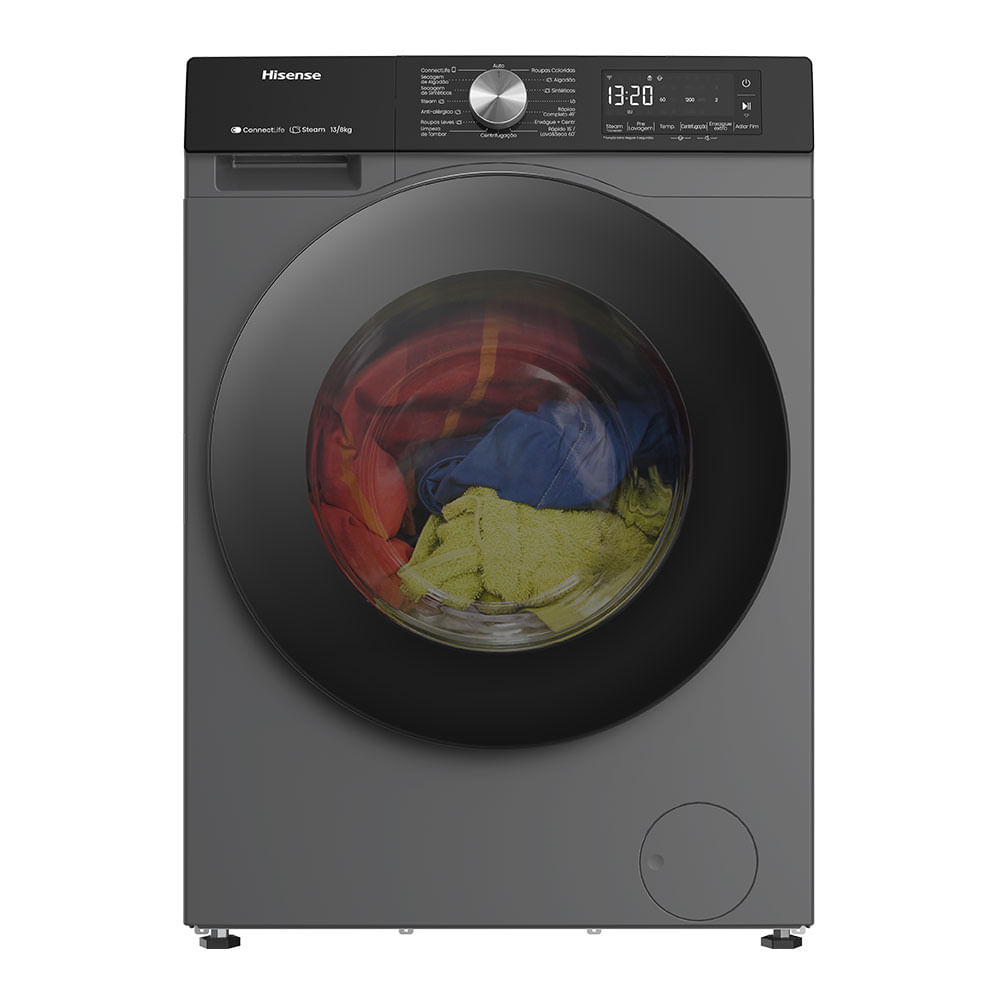 Lava e Seca Hisense Steam, 13 Kg, com 13 Programas de Lavagem