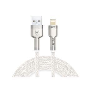 Cabo Auxiliar Hrebos USB-A para Lightning, Turbo Metal Waves - HS-595| Branco DF - 284074