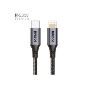 Cabo Auxiliar Hrebos USB-C para LIGHTNING, Midnight - CB-362i | Preto DF - 284076 Cabo Auxiliar Hrebos USB-C para LIGHTNING, Midnight - CB-362i | Preto DF - 284076