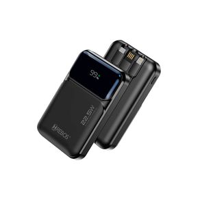 Carregador Portatil Hrebos Power Bank - Boost Charge Short, Cabos Acoplados com pontas USB, Type-C e Lightning, 22.5W - PB-203, Preto | 10.000mAh DF - 284084 Carregador Portatil Hrebos Power Bank - Boost Charge Short, Cabos Acoplados com pontas USB, Type-C e Lightning, 22.5W - PB-203, Preto | 10.000mAh DF - 284084
