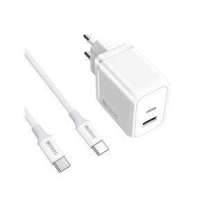 Carregador de Parede Hrebos Premium, 45W, 1 entrada USB-C e 1 entrada USB , com Cabo - CRG-502C | Branco DF - 284079