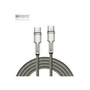 Cabo Auxiliar Hrebos USB-C para USB-C, Metal Waves - CB-351C | Preto DF - 284069 Cabo Auxiliar Hrebos USB-C para USB-C, Metal Waves - CB-351C | Preto DF - 284069