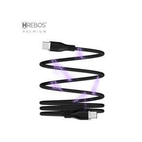 Cabo Auxiliar Hrebos USB-C para USB-C, Curl Flow Cabo Magnético - CB-601C | Preto DF - 284065 Cabo Auxiliar Hrebos USB-C para USB-C, Curl Flow Cabo Magnético - CB-601C | Preto DF - 284065