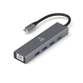 Adaptador Kross 5 em 1 Tipo C para RJ45, PD, 3x USB 3.0 - KE-UCT618 GO - 582886