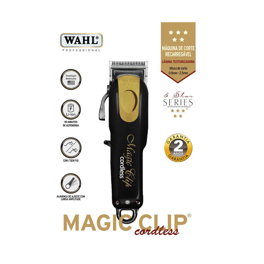 Máquina de Corte Wahl Magic Clip Cordless Black - Íons de Lítio
