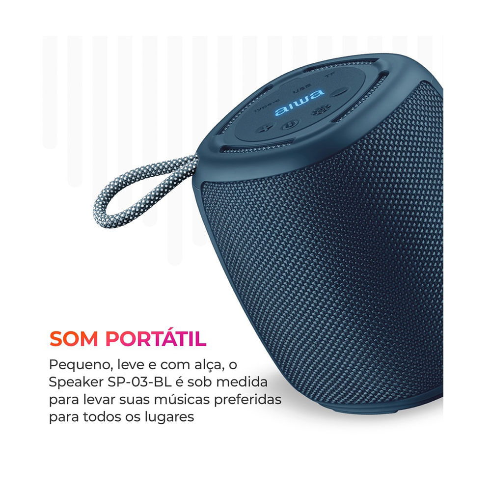 Caixa de Som AIWA Speaker, 15W, Bluetooth IPX4, RGB - AWS-SP-03-B