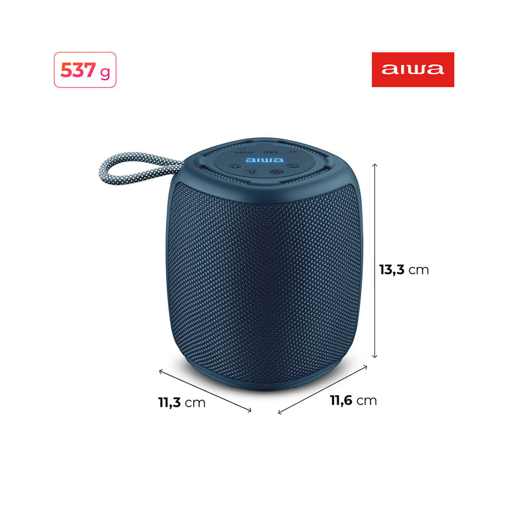 Caixa de Som AIWA Speaker, 15W, Bluetooth IPX4, RGB - AWS-SP-03-B