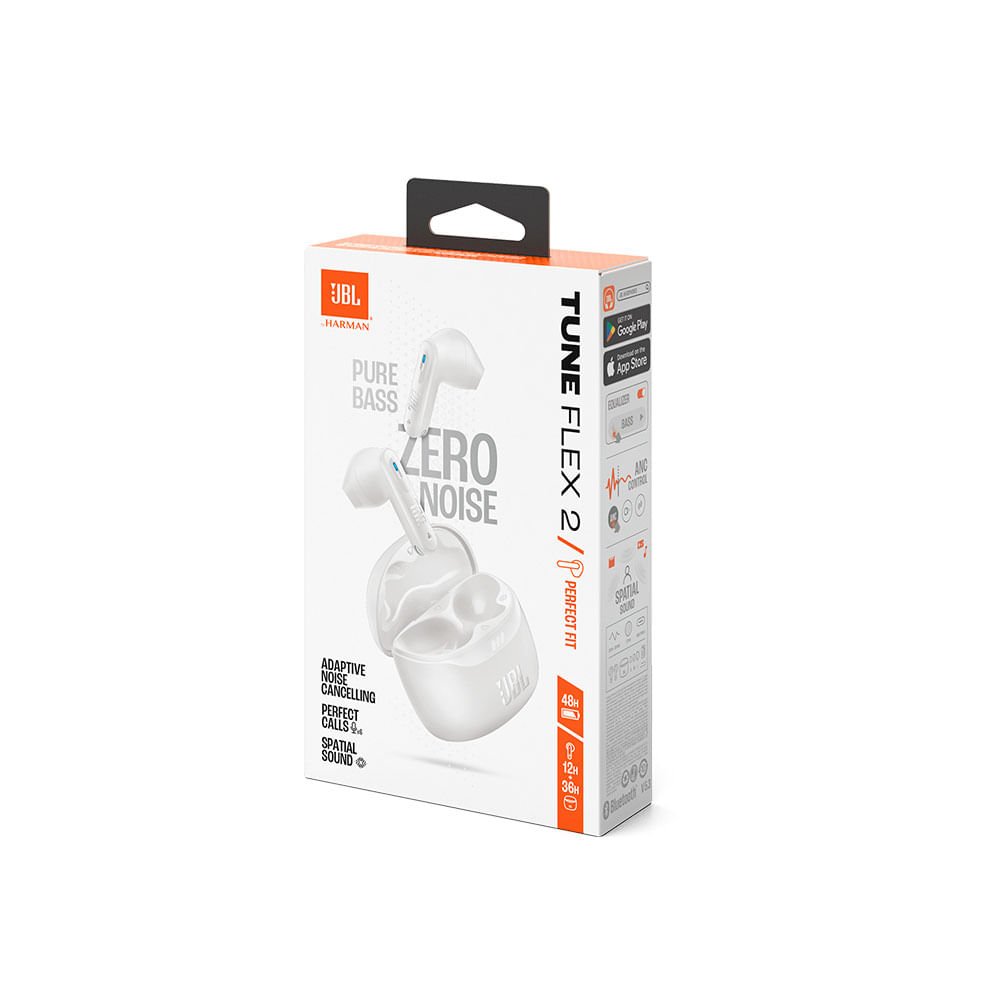 JBL TUNE FLEX 2 ワイヤレスイヤホン ホワイト JBL Tune Flex 2 - Fones de ouvido com cancelamento de ruído sem