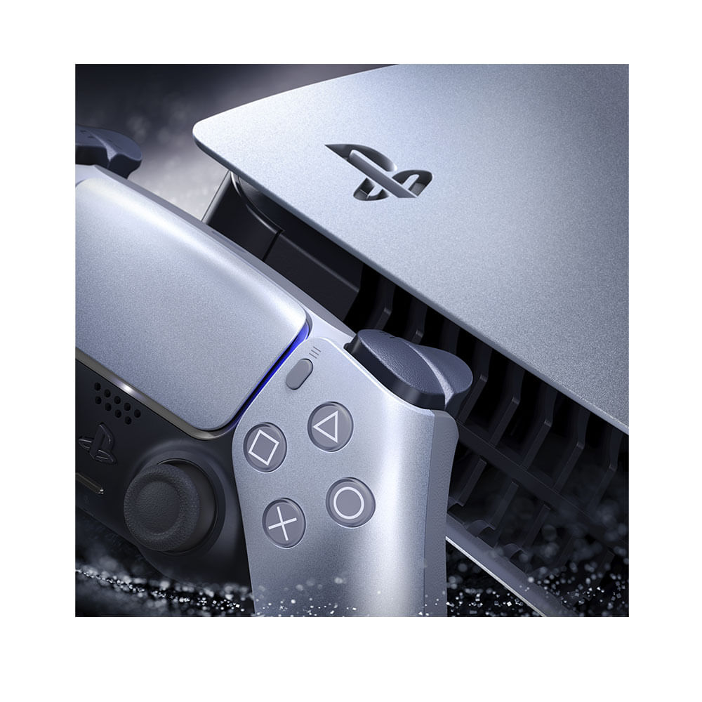 Tampa Console Sony PS5 Sterling Silver, acabamento metálico da