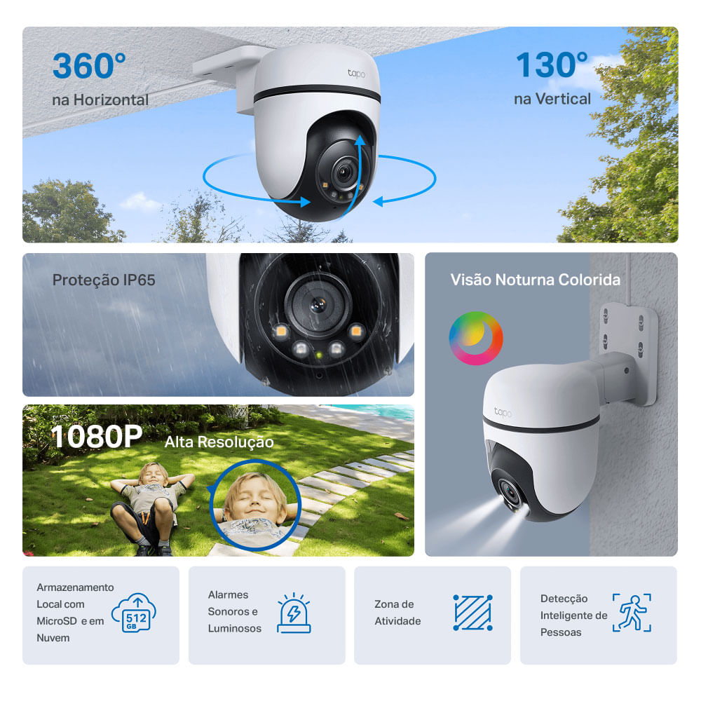 Câmera de Segurança TP-LINK Tapo TC40(BR) Externa, 360º FHD, 512G