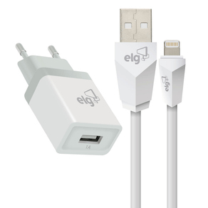 Kit Carregador Parede ELG Universal KT810WC, 1 Saída USB DF - 278194 Kit Carregador Parede ELG Universal KT810WC, 1 Saída USB DF - 278194
